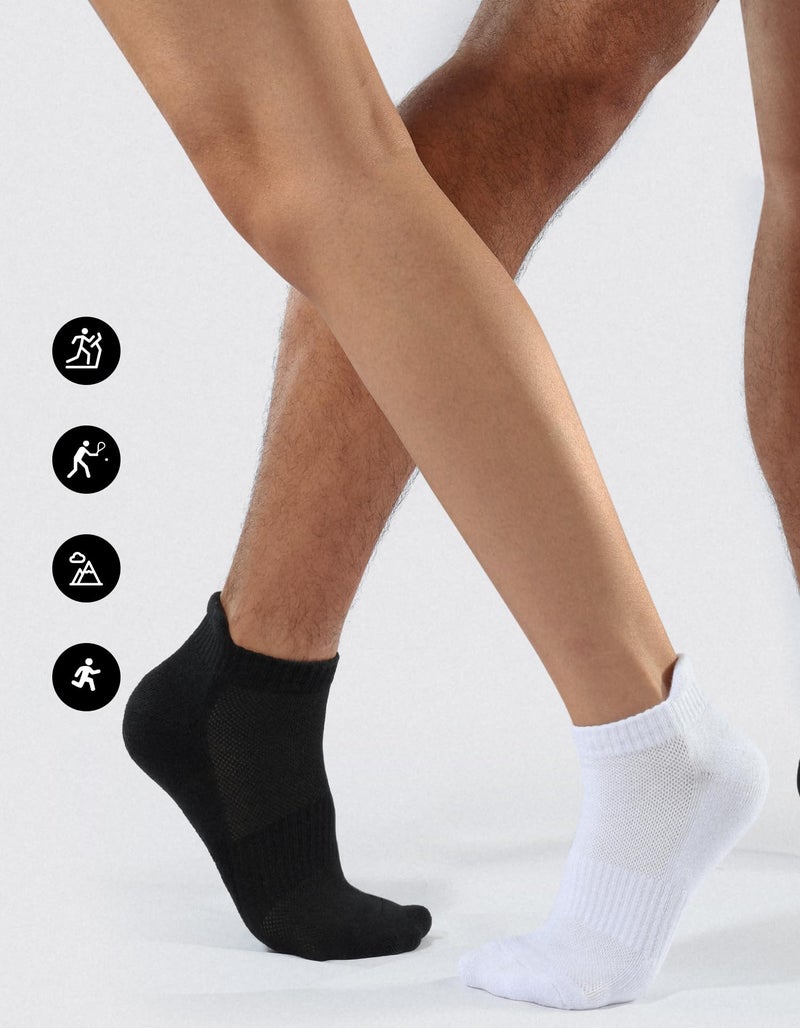 CLOSEMATE 7 Pairs Ankle Athletic Running Socks for Men Women - Comfortable Cotton Cushioned and Anti-Blister(7Black, Size L) - Image 5
